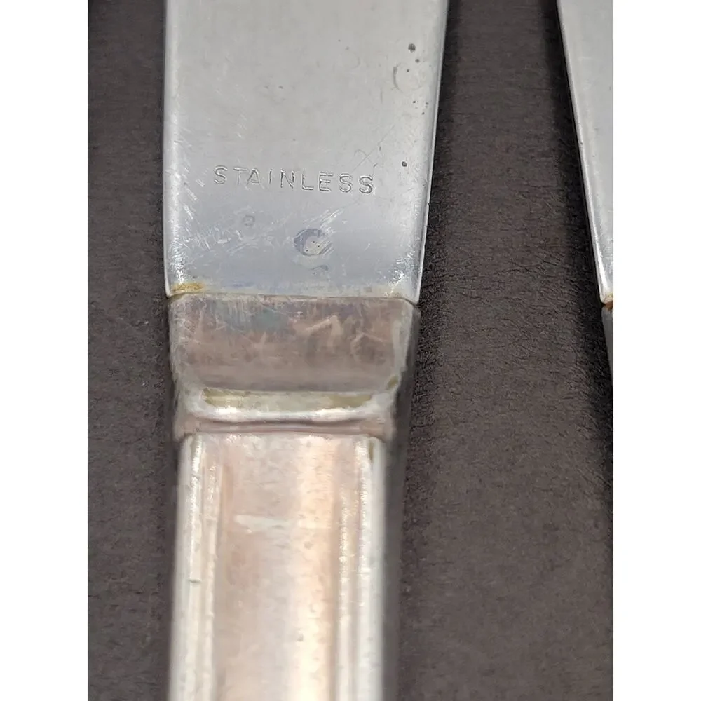 Vtg Old Community Oneida Silver Plate Set of 6 Dinner Knives Rose